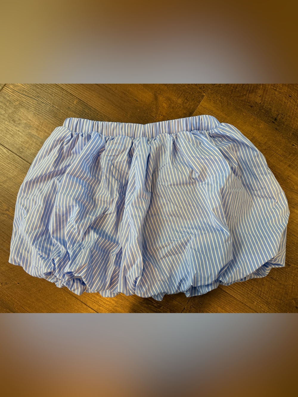 Active USA Light Blue & White Striped Bubble Hem Skater Skirt